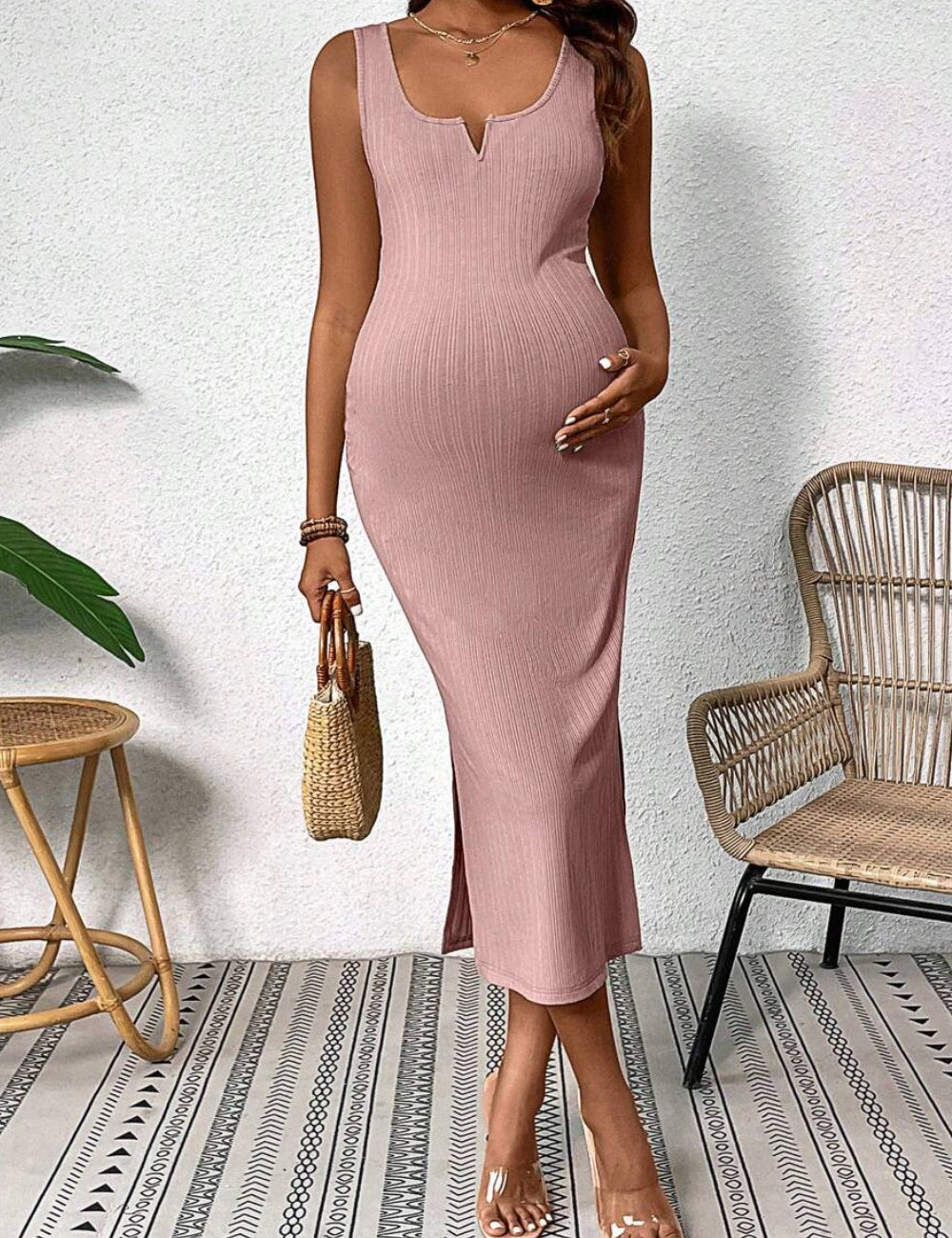 Rochie midi Shein, roz