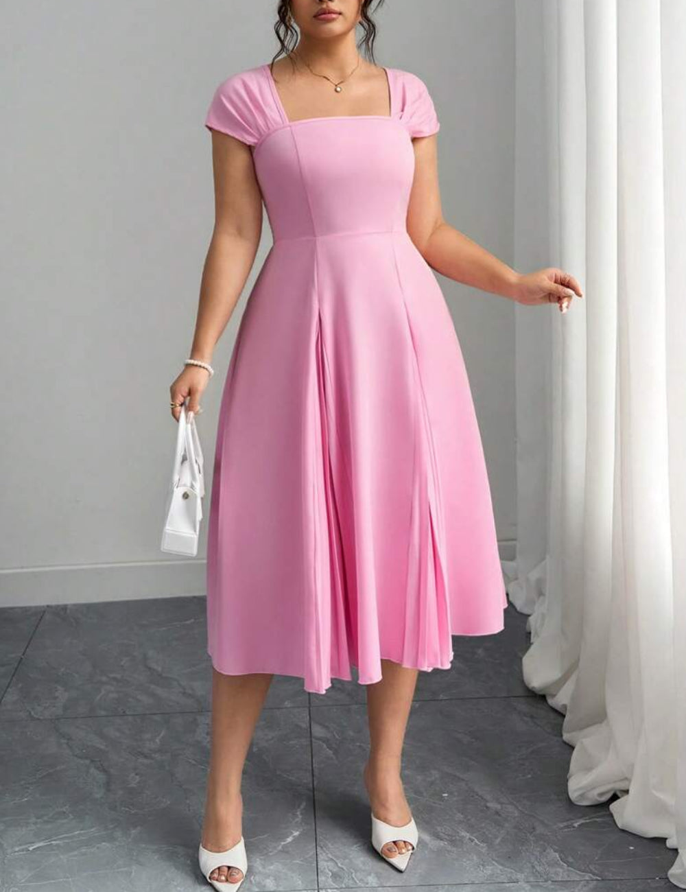 Rochie midi Shein Curve+, roz