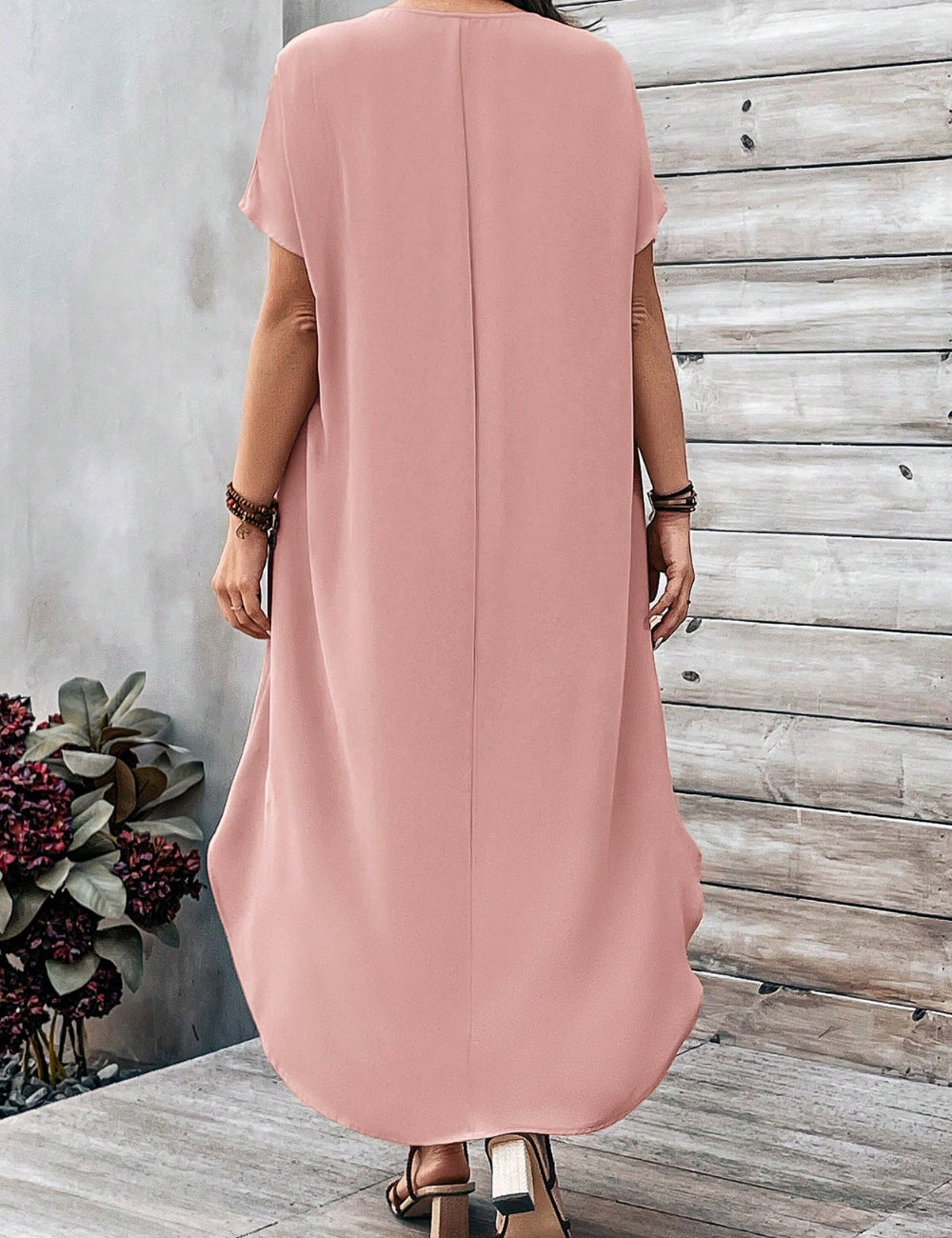 Shein Curve+ midiruha, rózsaszín