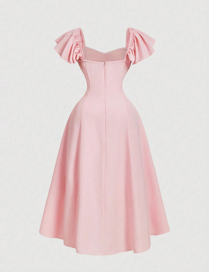 Shein Curve+ midi ruha, rózsaszín