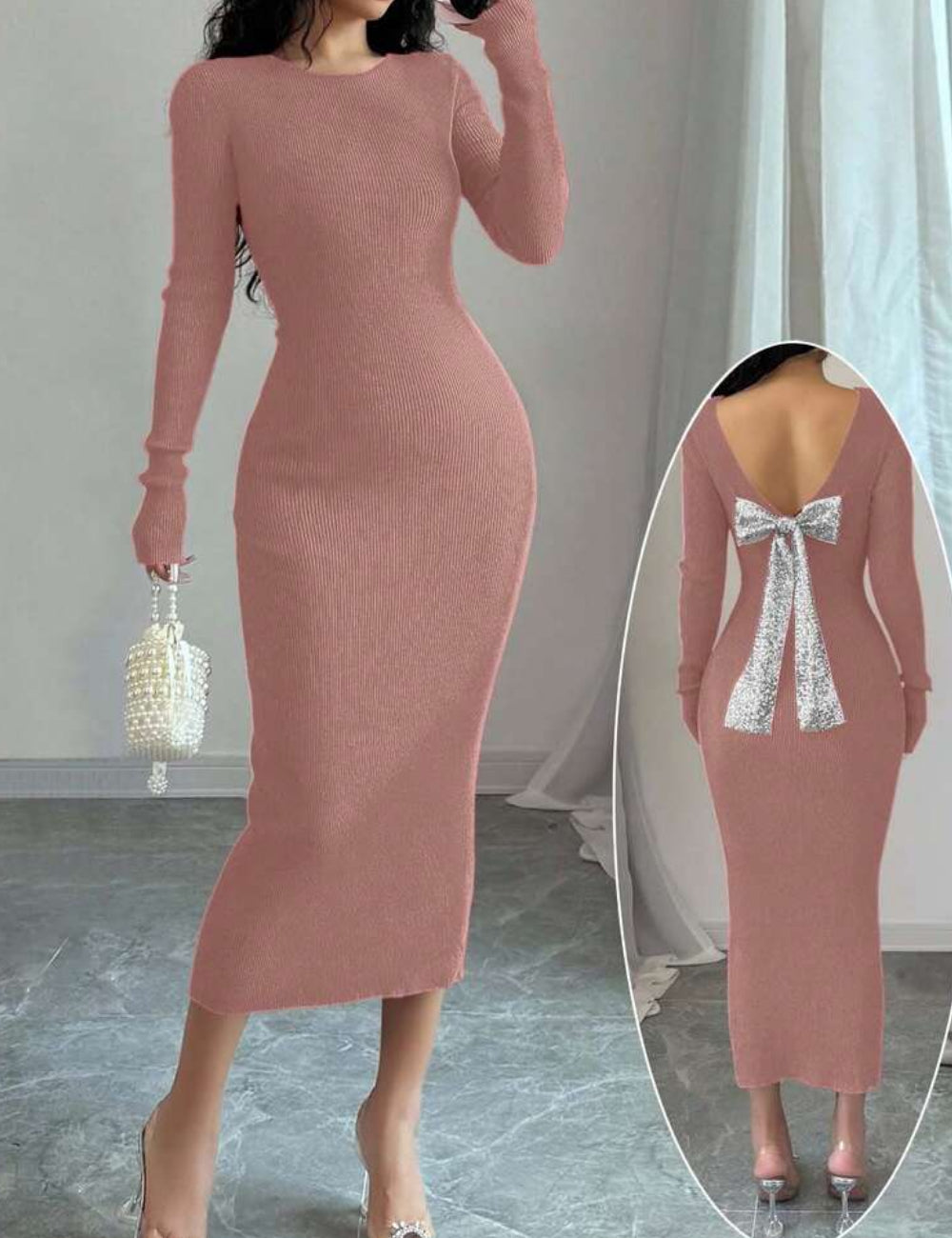 Rochie midi Shein, roz