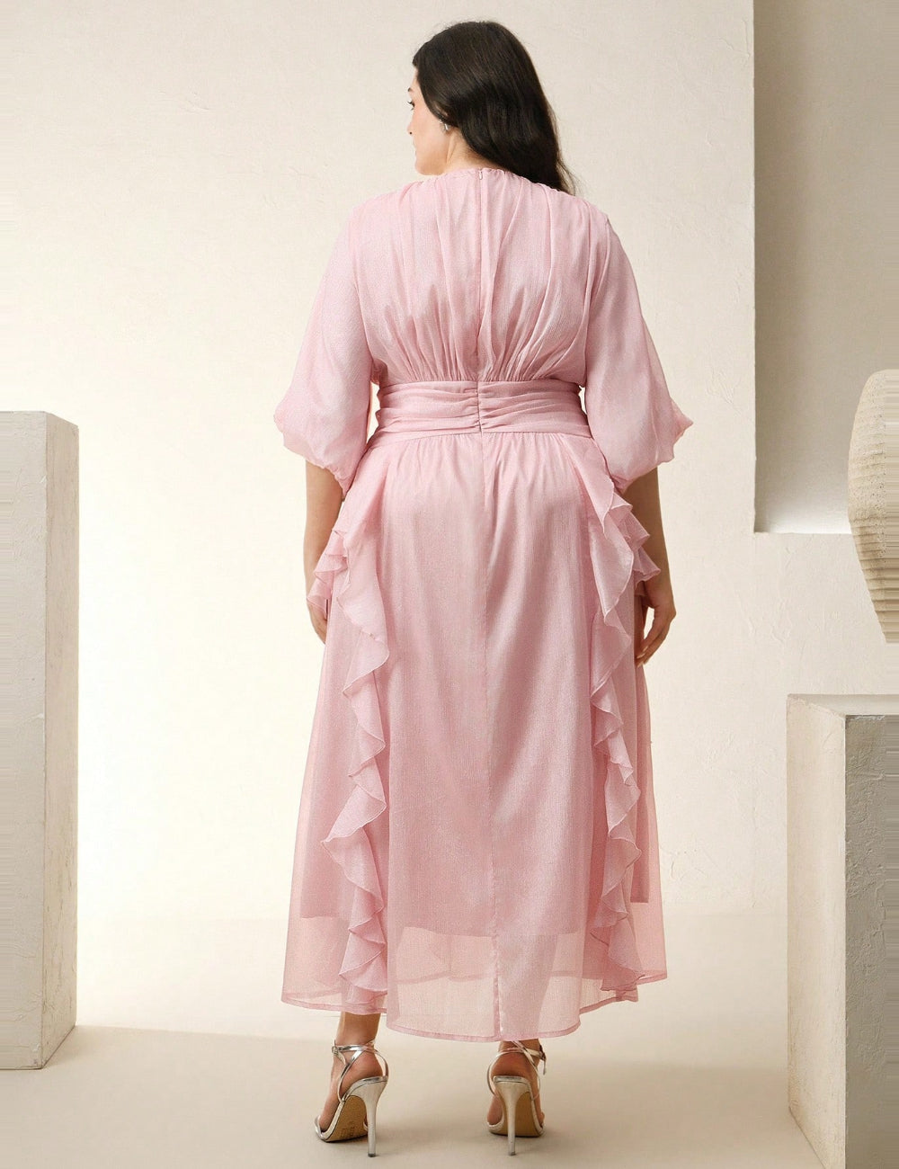 Rochie midi Shein Curve+, roz