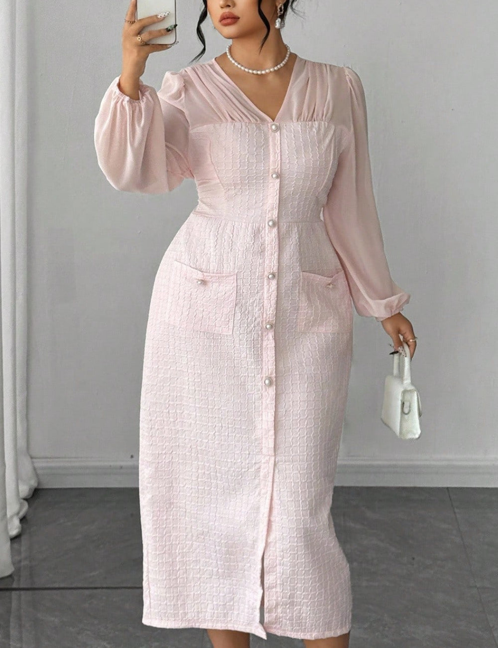 Rochie midi Shein Curve+, roz