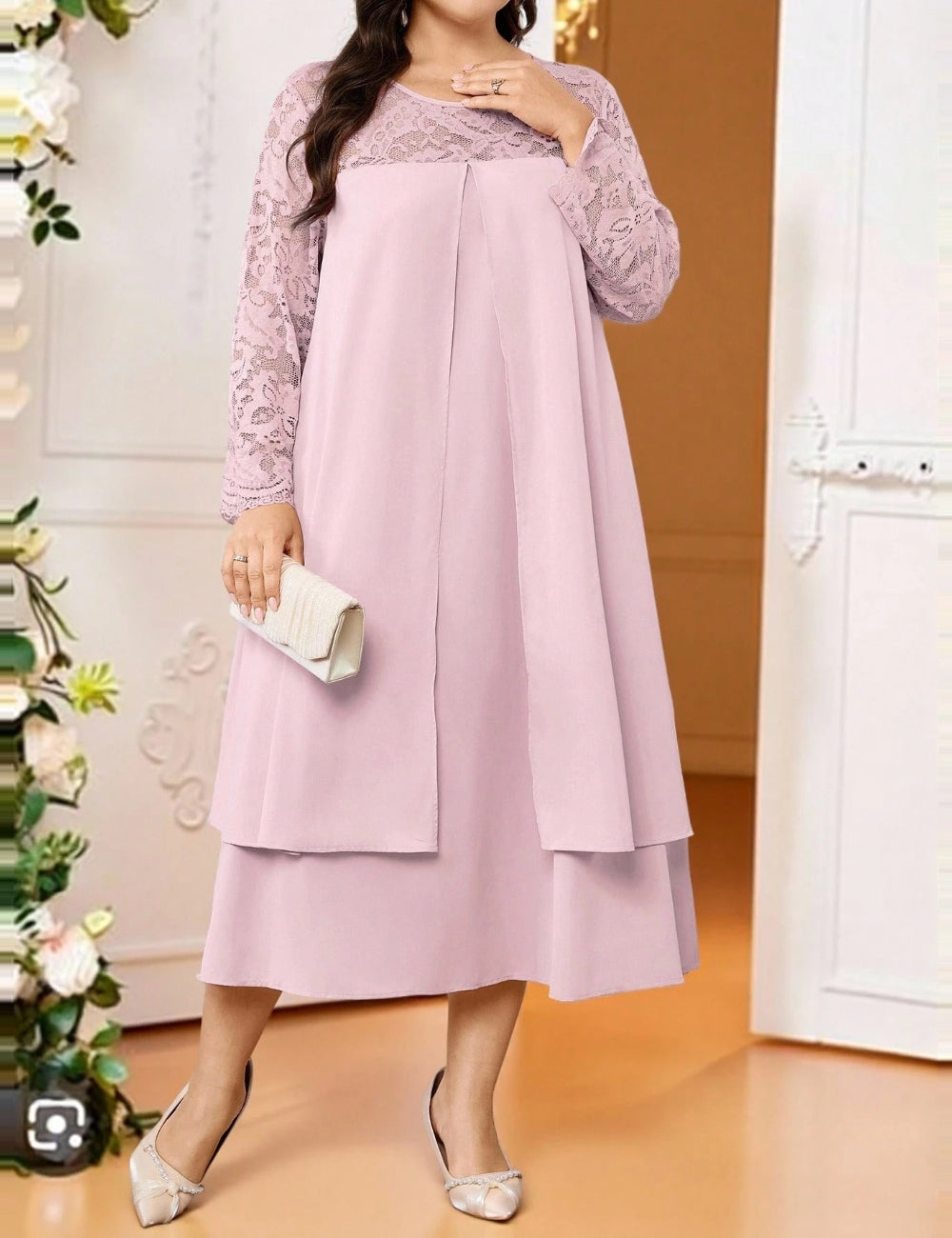 Rochie midi Shein Curve+, roz