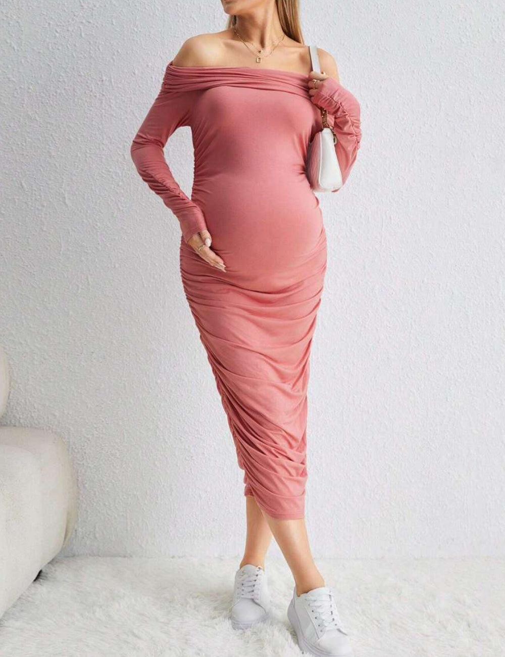Rochie midi Shein, roz corai