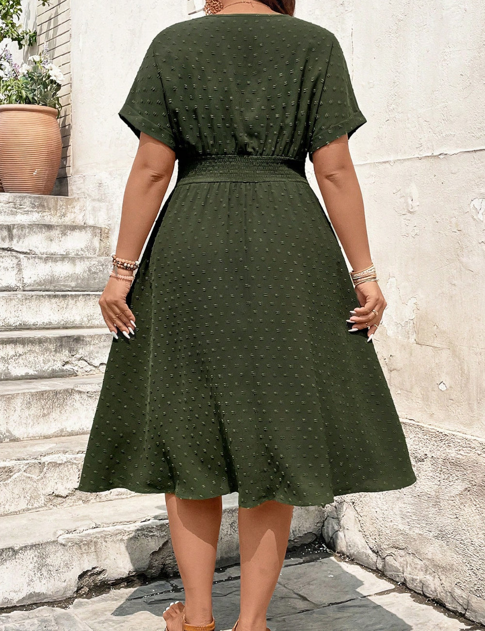 Shein Curve+ midi ruha, zöld