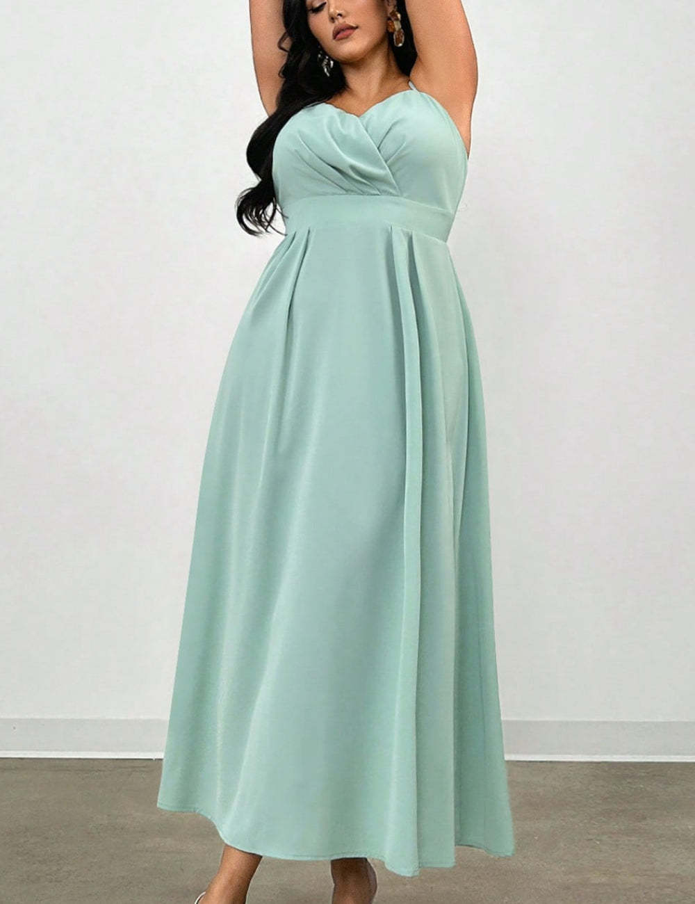 Shein Curve+ zöld midiruha