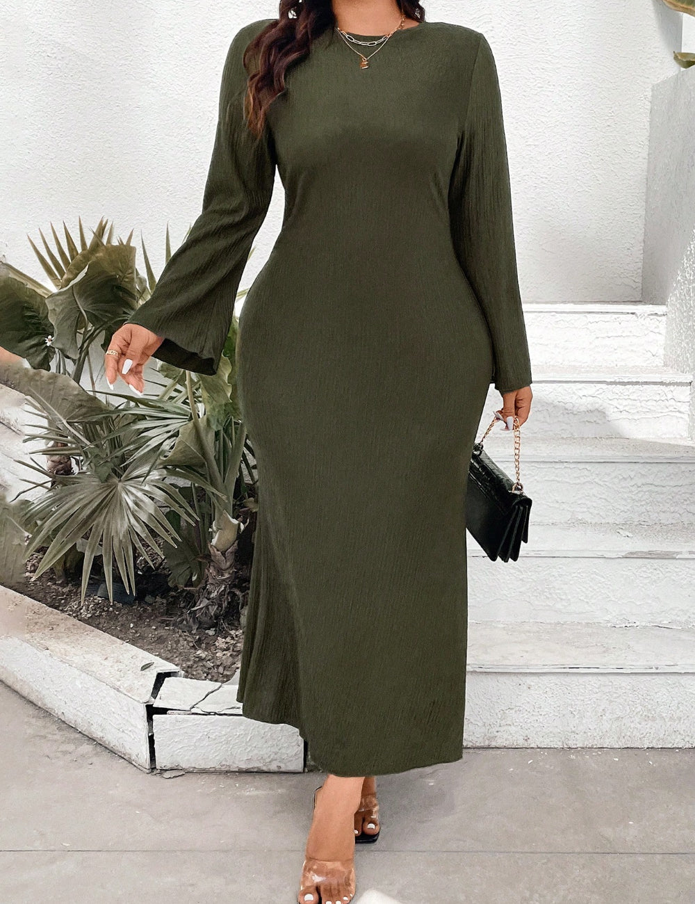 Rochie midi Shein Curve+, verde