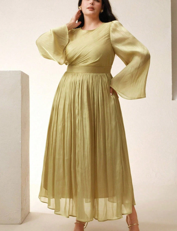 Shein Curve+ midiruha, zöld