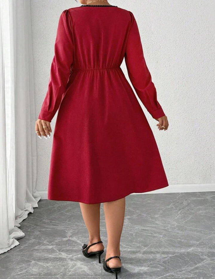 Shein Curve+ midi ruha, bordó