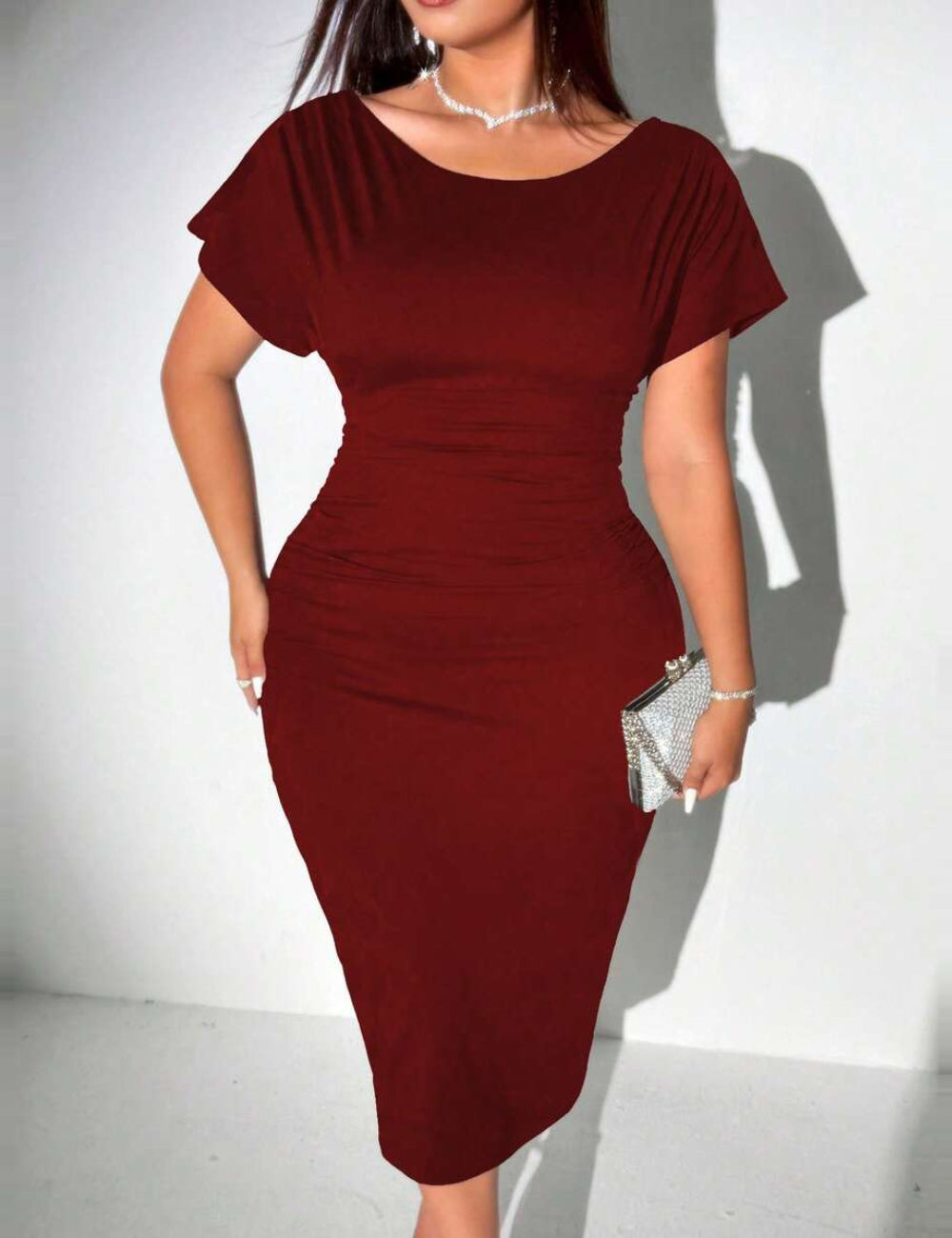 Rochie midi Shein Curve+, vișiniu