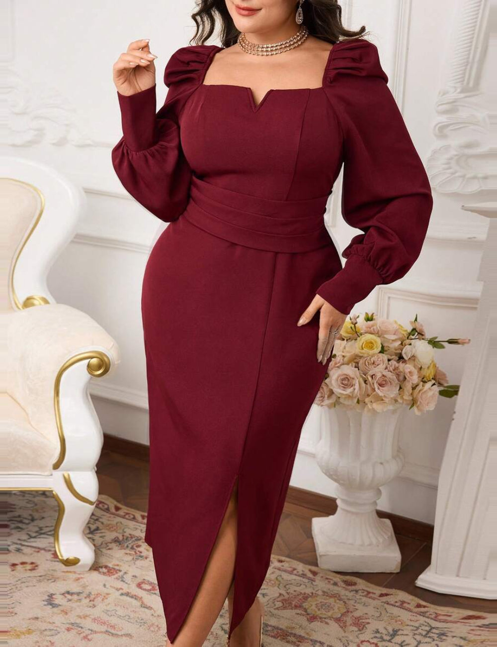Rochie midi SHEIN, vișiniu