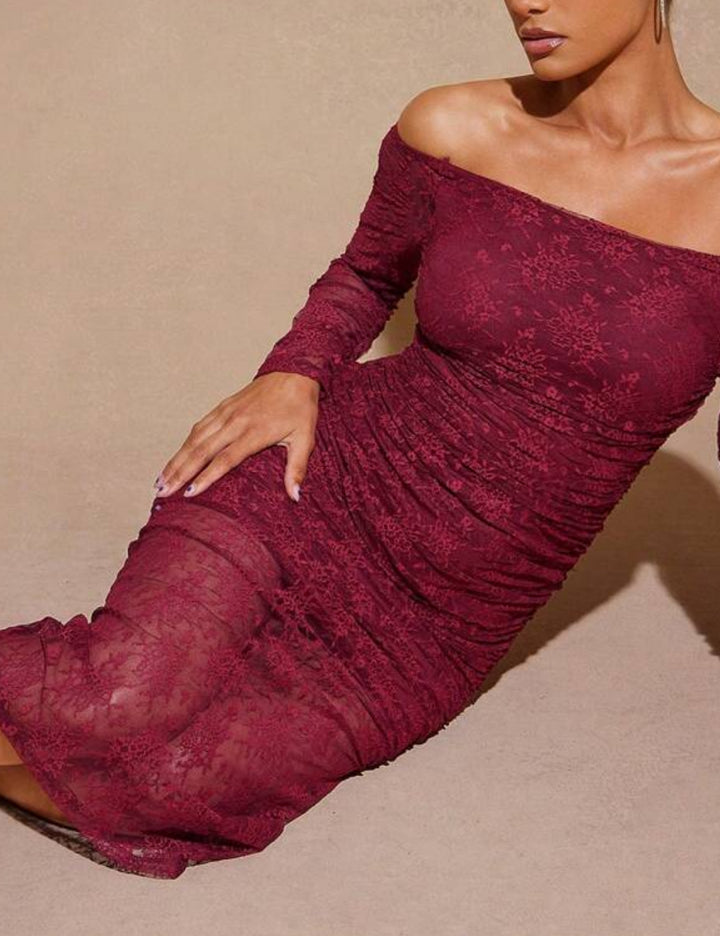 Rochie midi Shein HAUTE, vișiniu