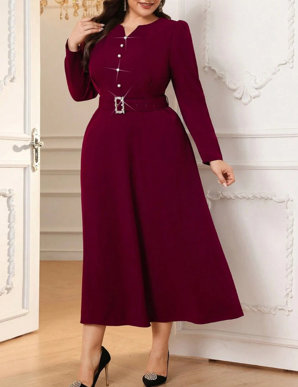 Rochie midi Shein Curve+, vișiniu