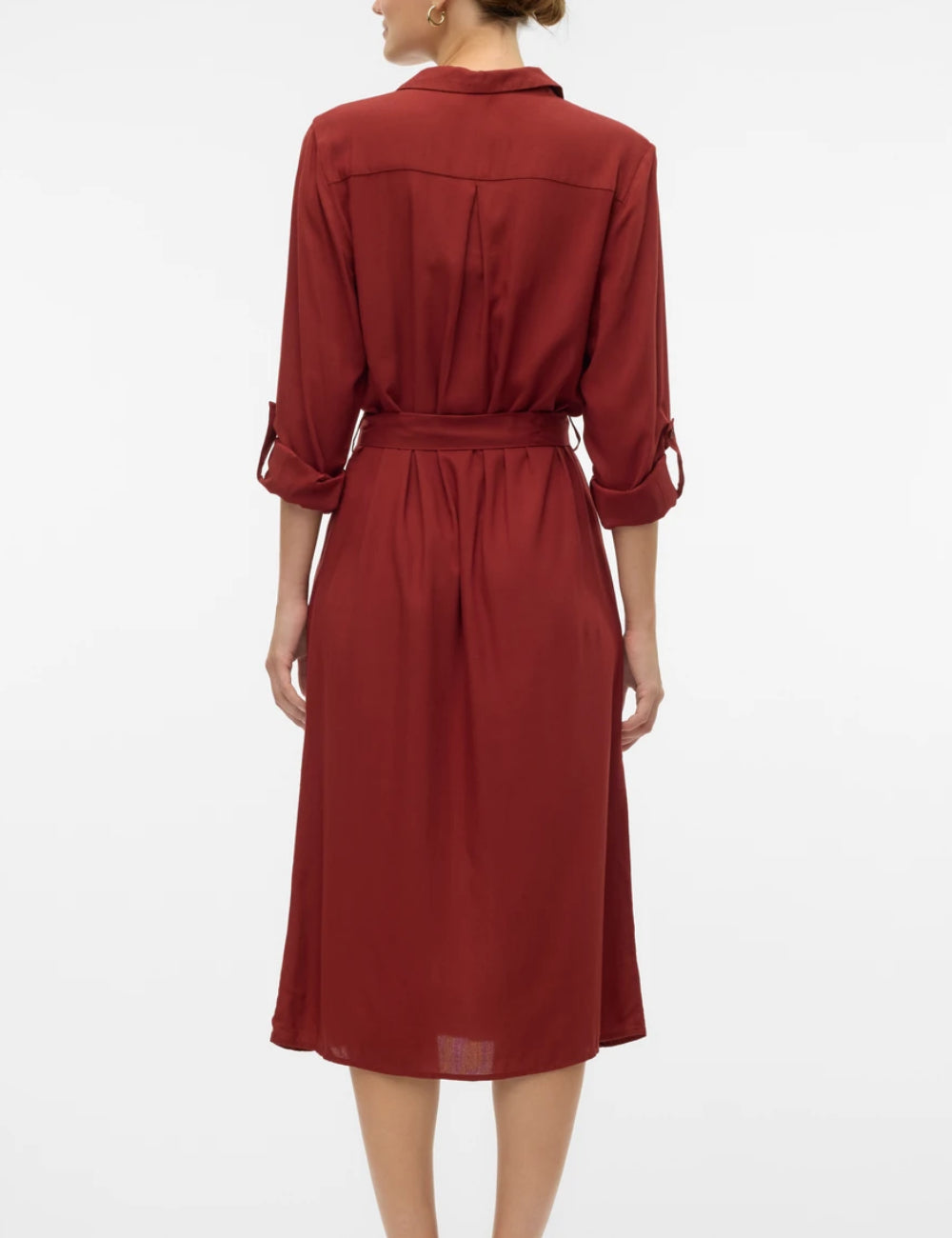 Vero Moda midi ruha, téglavörös