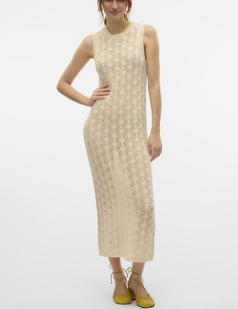 Rochie midi Vero Moda, crem
