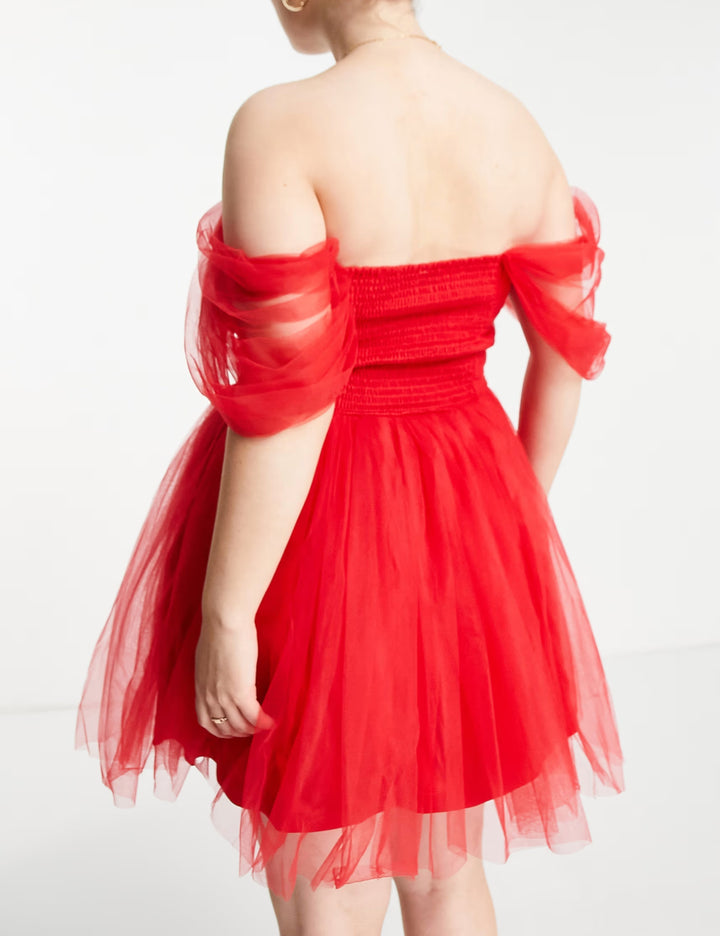 Rochie mini Lace & Beads, roșu