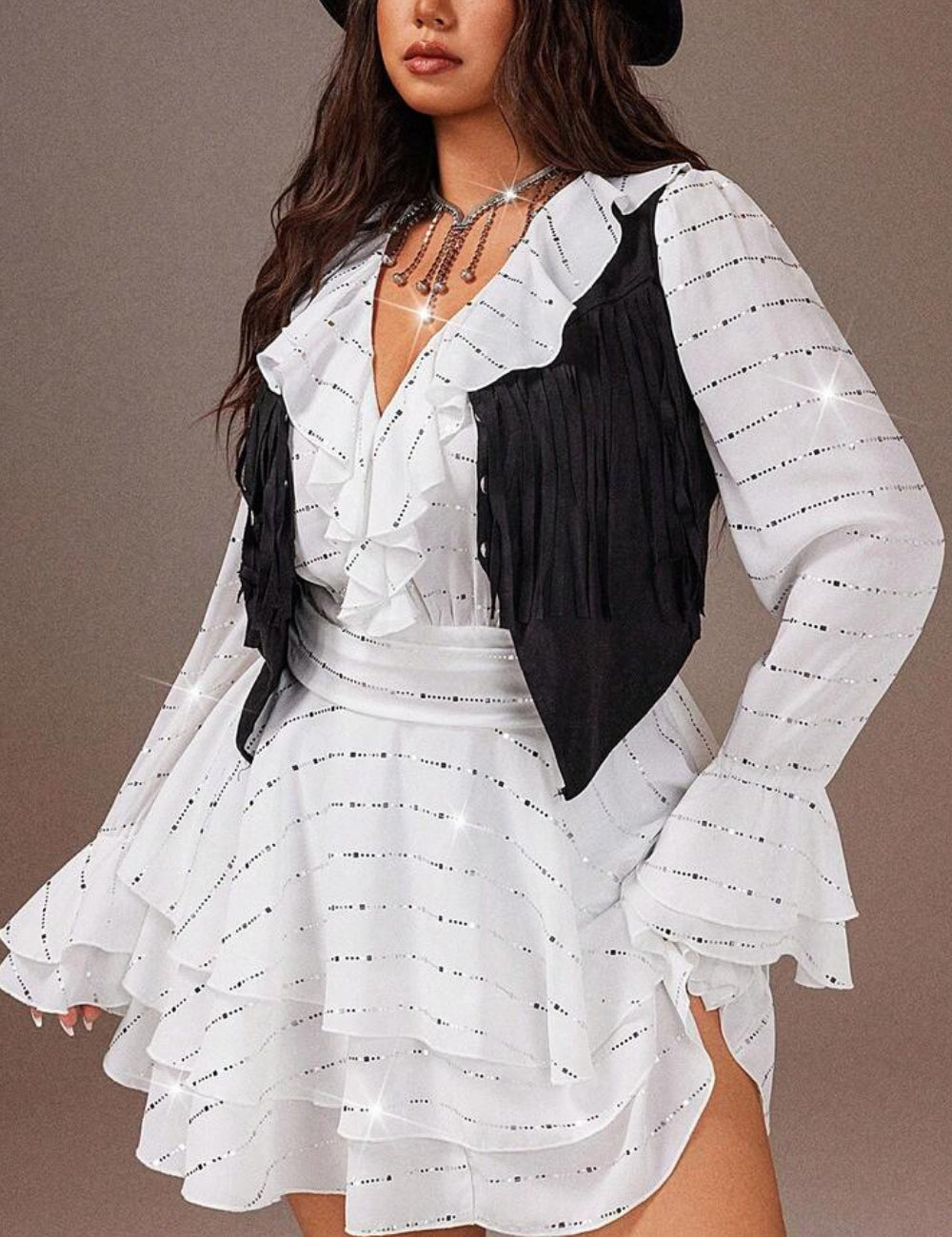 Shein Curve+ miniruha, fehér