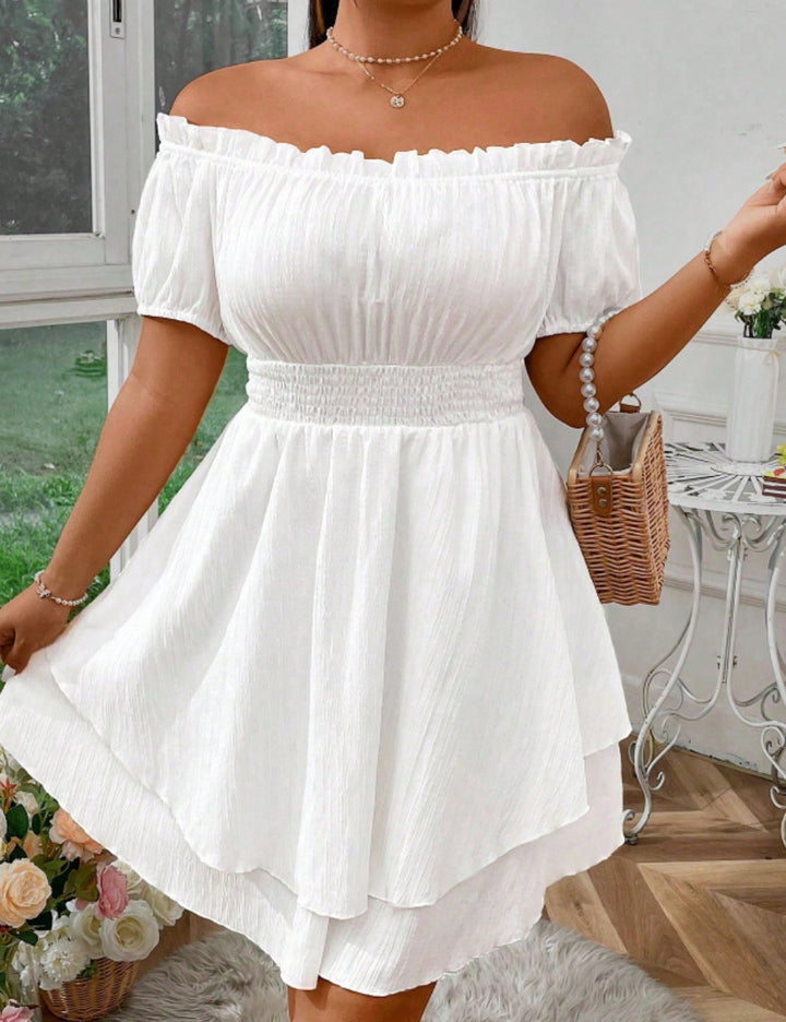 Shein Curve+ mini ruha, fehér