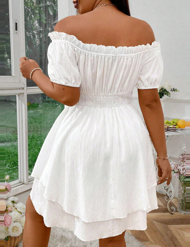 Shein Curve+ mini ruha, fehér