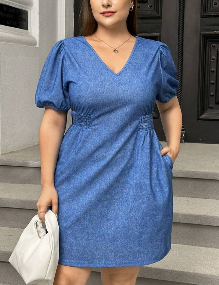 Shein Curve+ mini ruha, kék