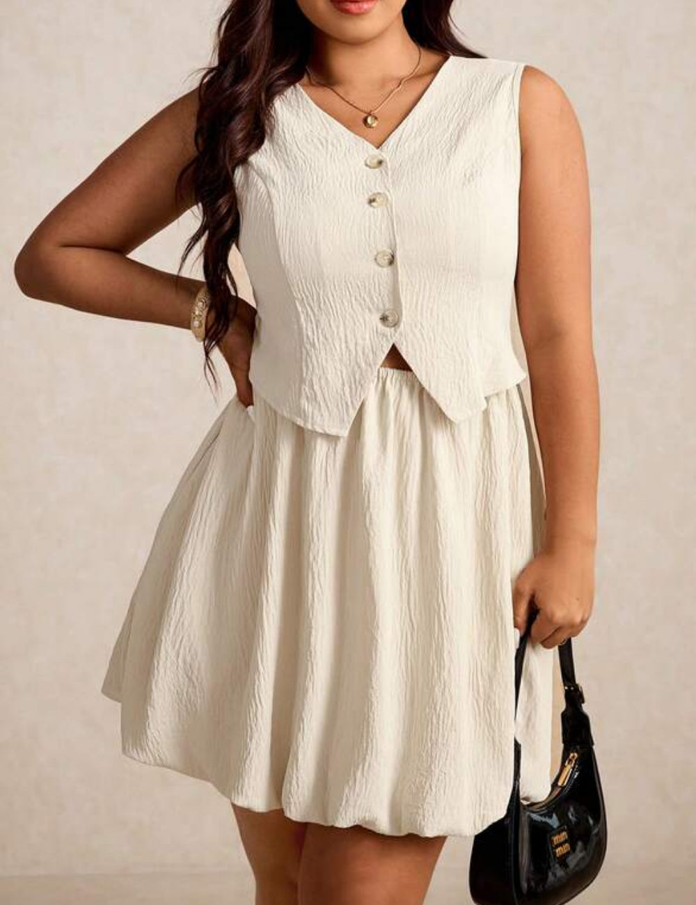 Shein mini ruha, bézs