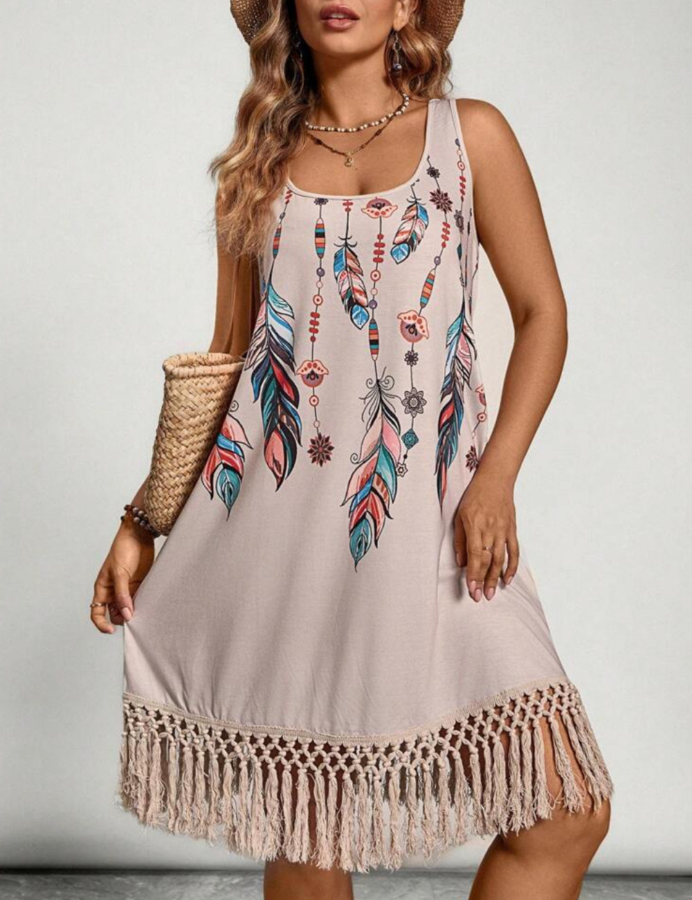 Shein Curve+ miniruha, bézs
