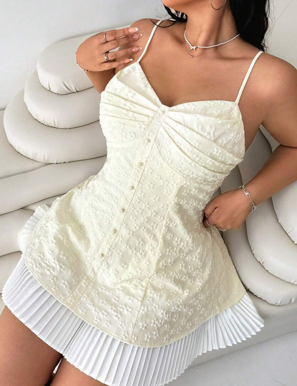 Rochie mini Shein Curve+, crem