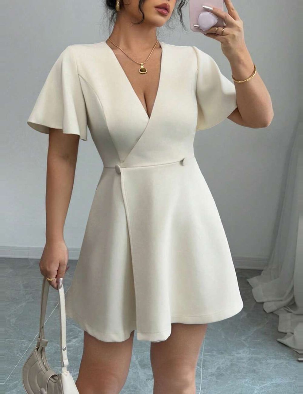 Rochie mini Shein, crem