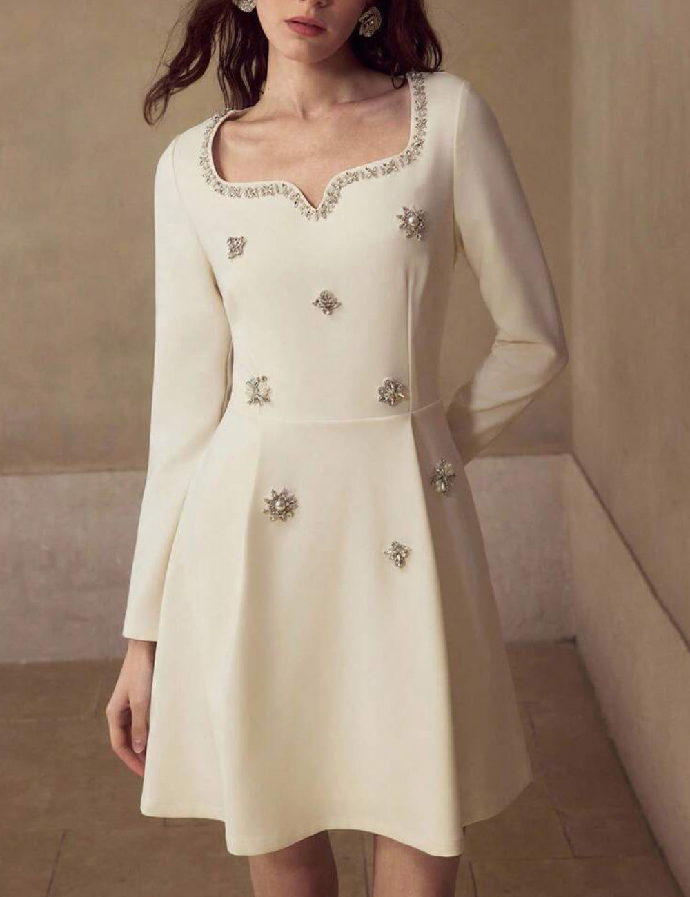 Rochie mini Shein MOTF, crem