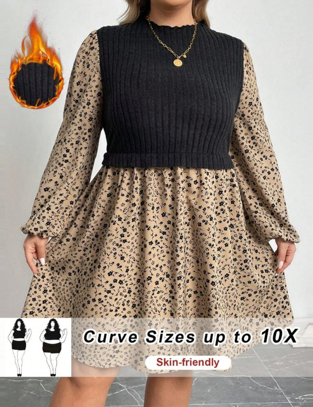 Shein Curve+ mini ruha, vegyes színek