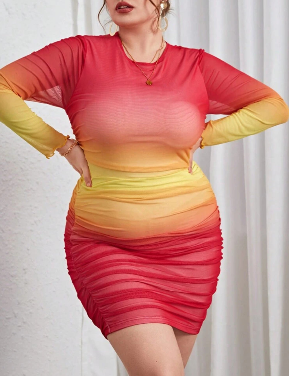 Shein Curve+ mini dress, multi-colour