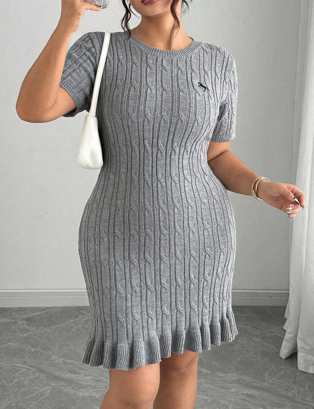Shein Curve+ mini ruha, szürke