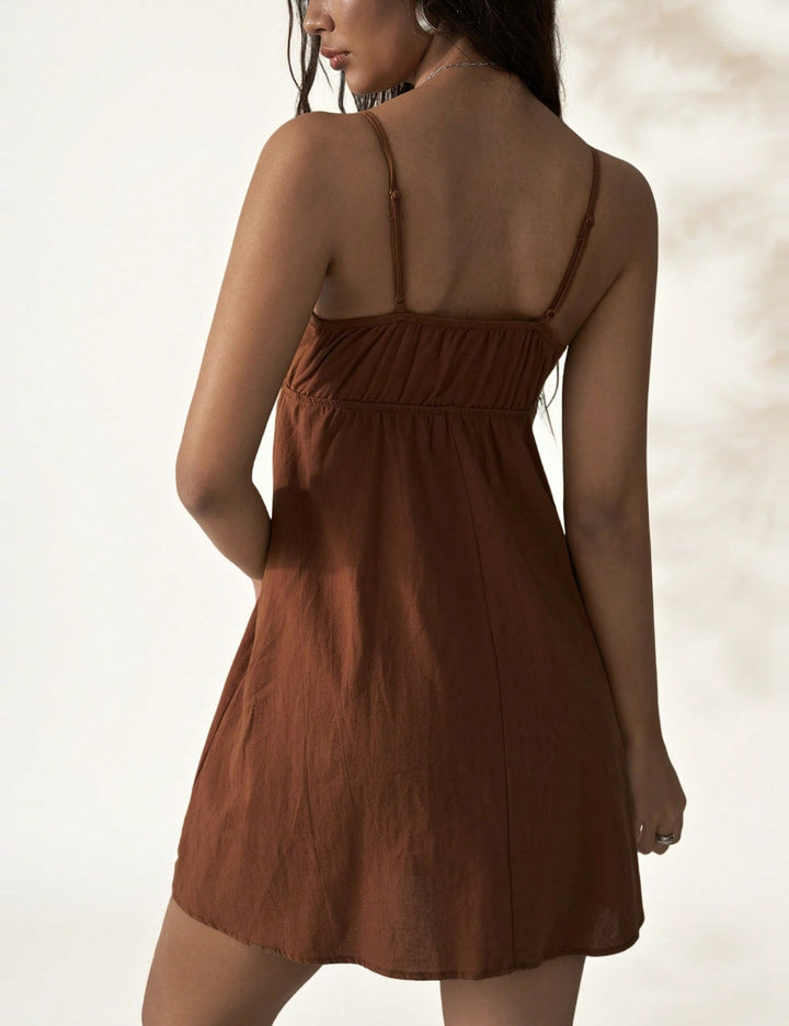 Shein mini ruha, barna