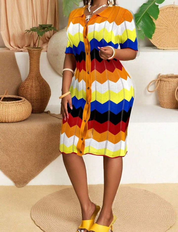 Rochie midi Shein Curve+, mix culori