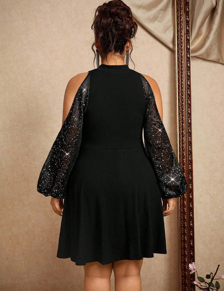 Shein Curve+ mini ruha, fekete