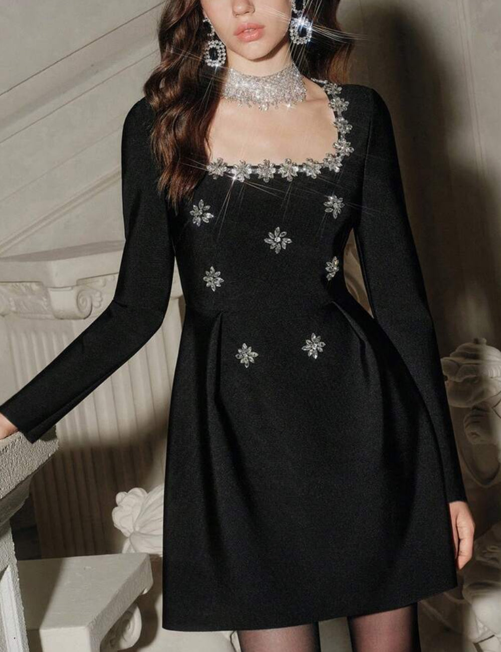 Shein mini ruha, fekete