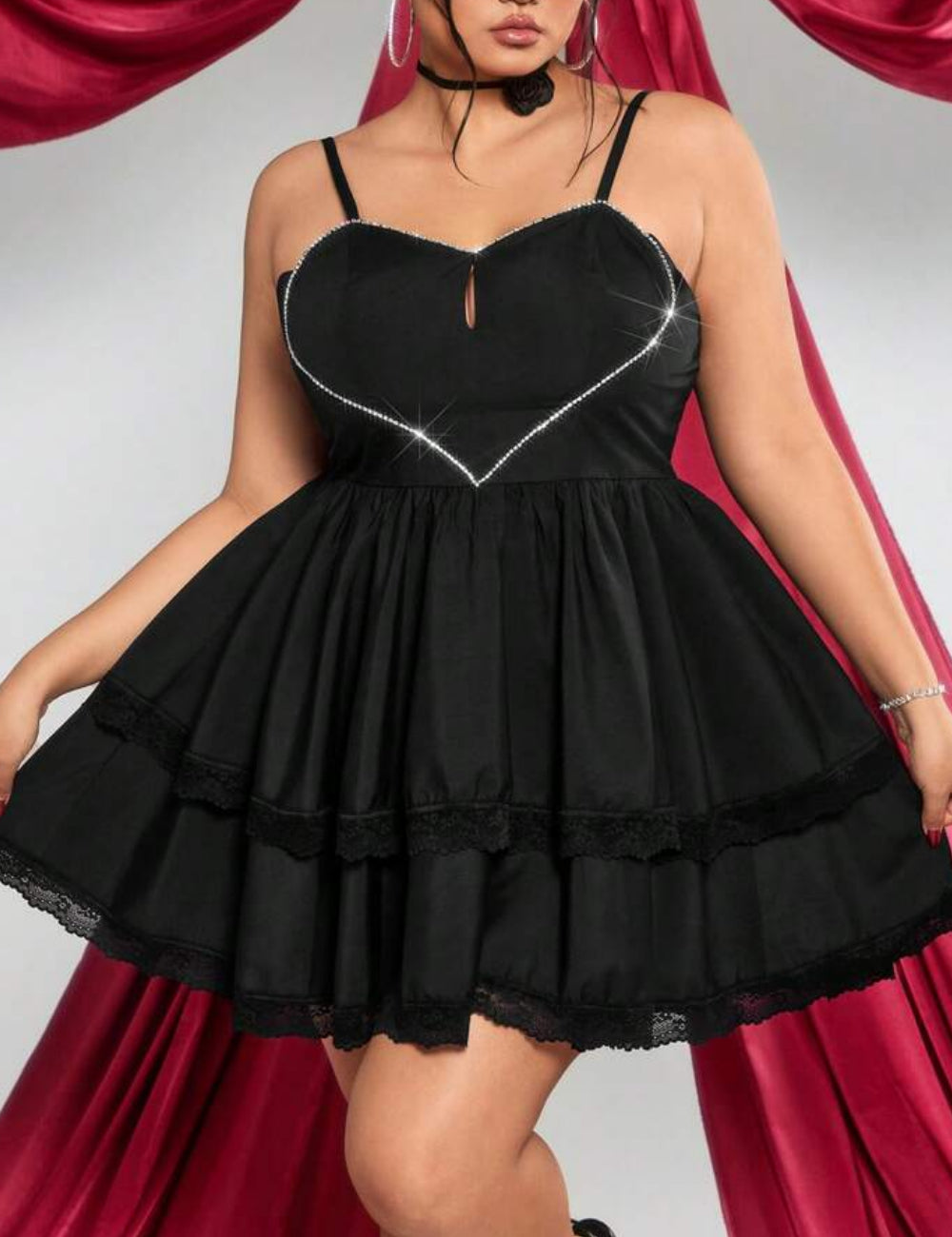 Shein Curve+ miniruha, fekete