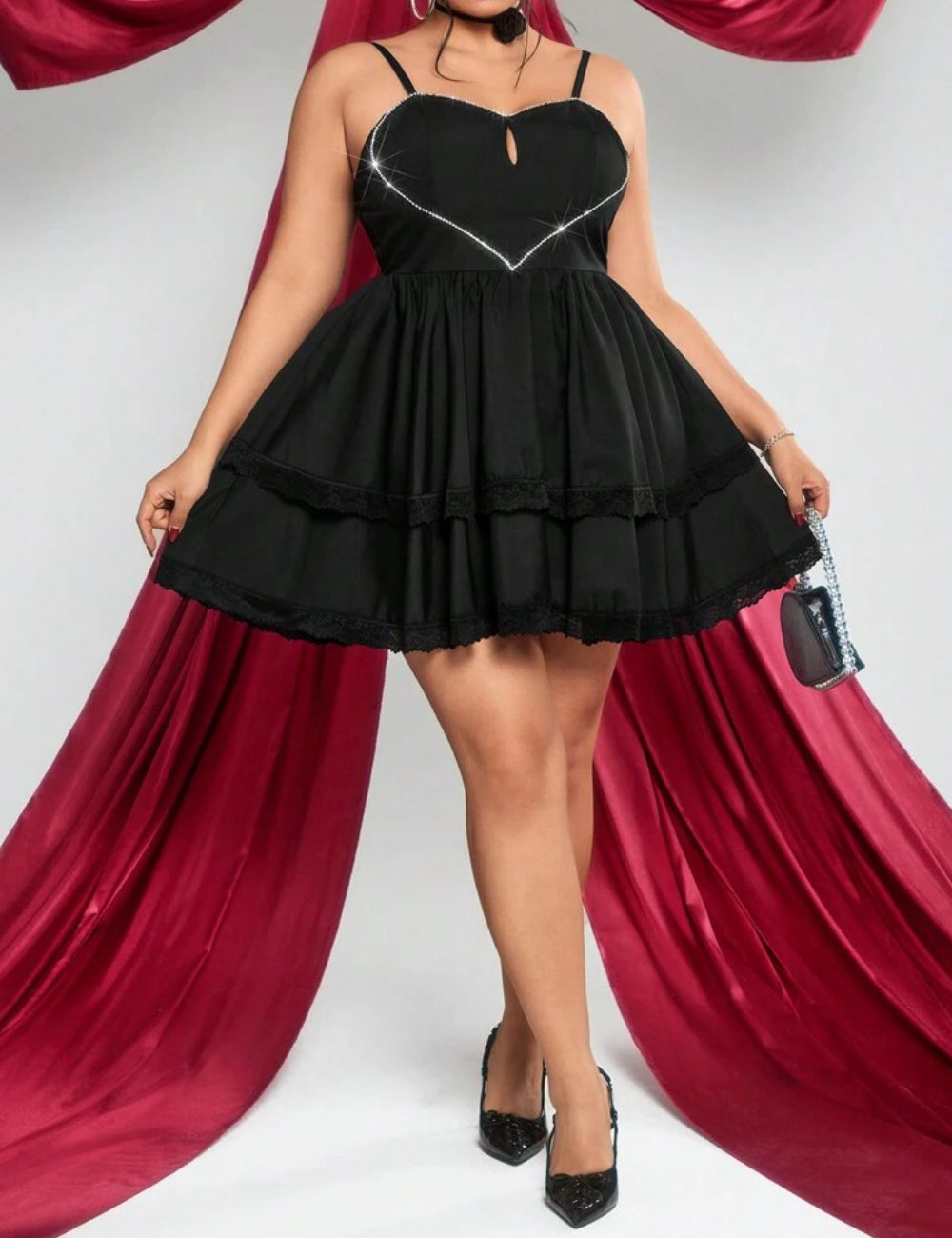 Shein Curve+ miniruha, fekete