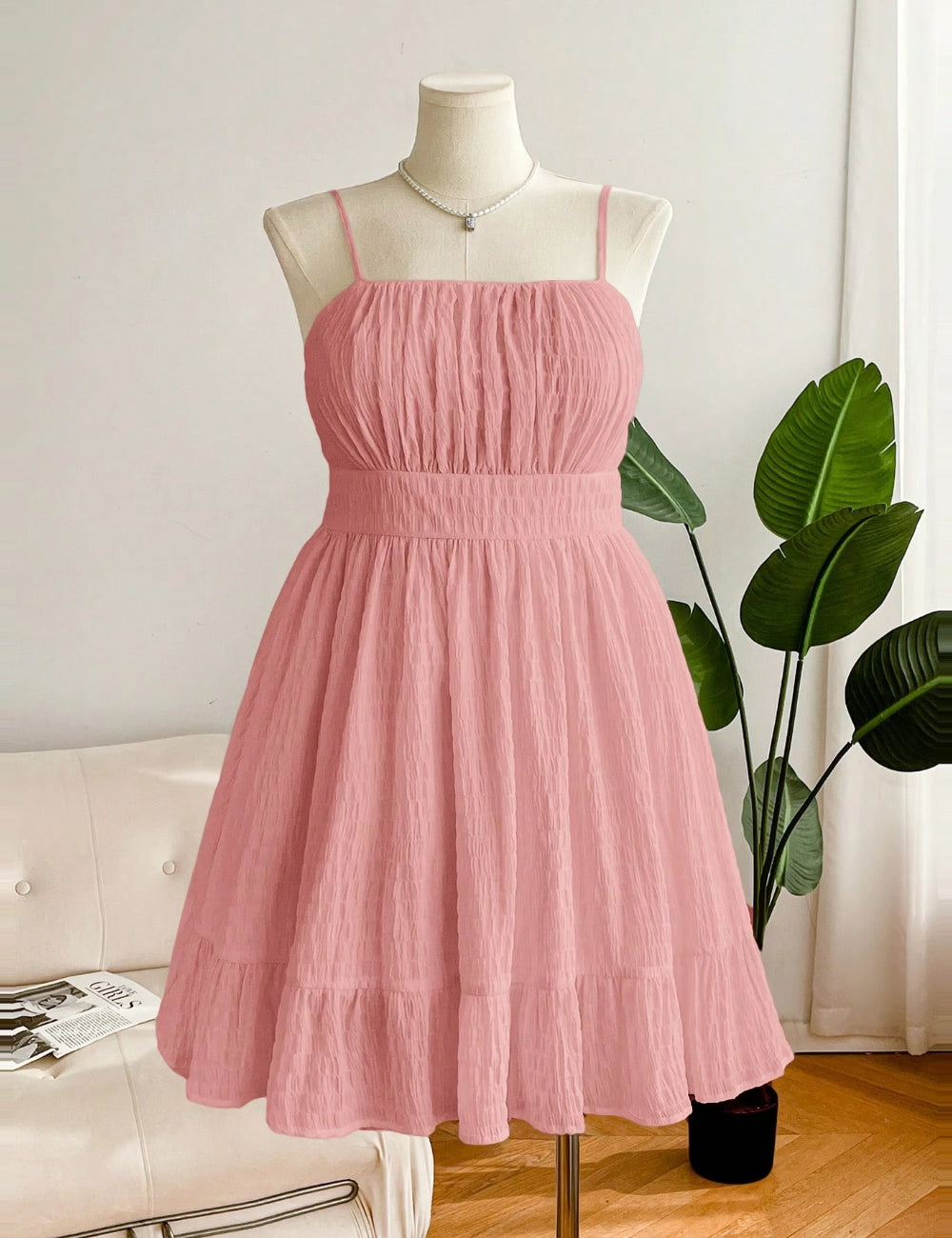 Shein Curve+ miniruha, rózsaszín