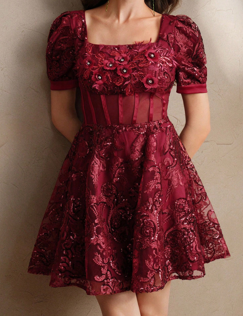 Rochie de ocazie Shein, vișiniu