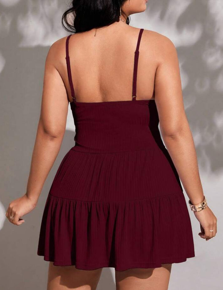 Shein Curve+ miniruha, bordó