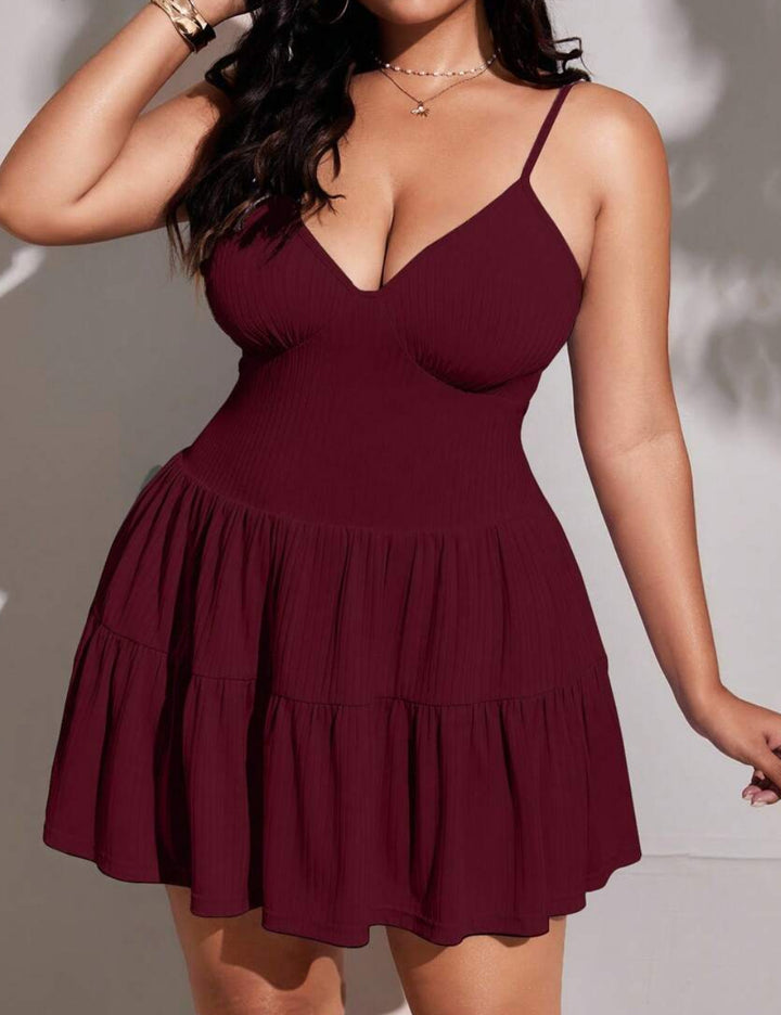 Shein Curve+ miniruha, bordó