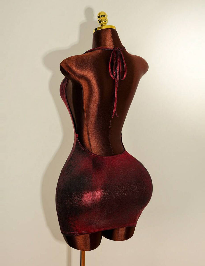 Shein mini ruha, bordó