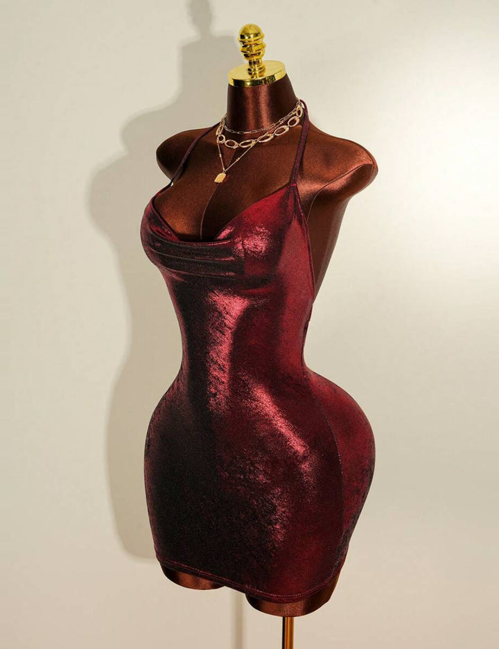 Shein mini ruha, bordó