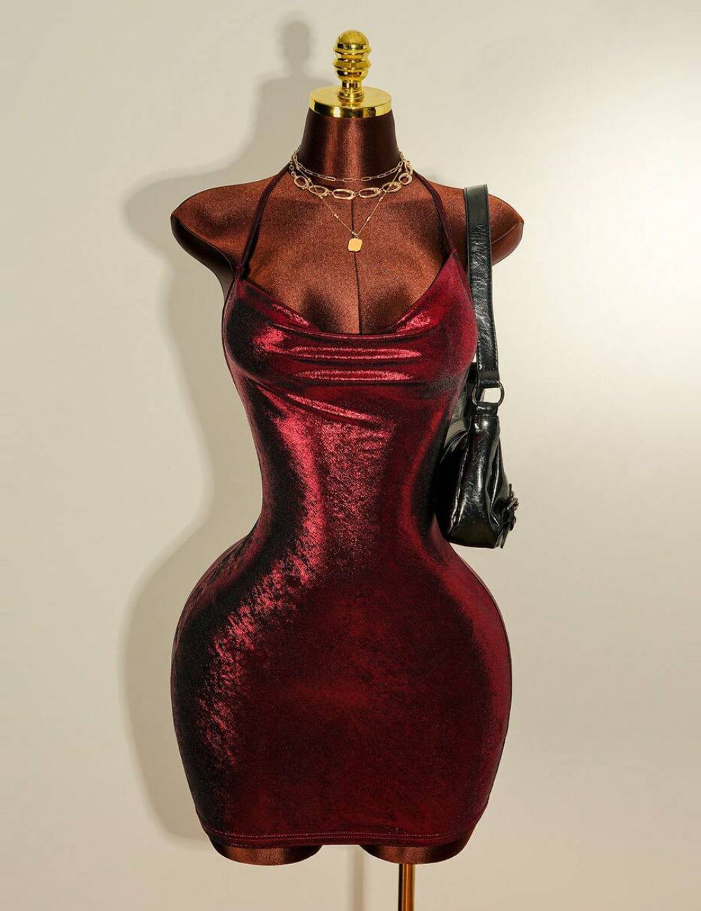 Shein mini ruha, bordó