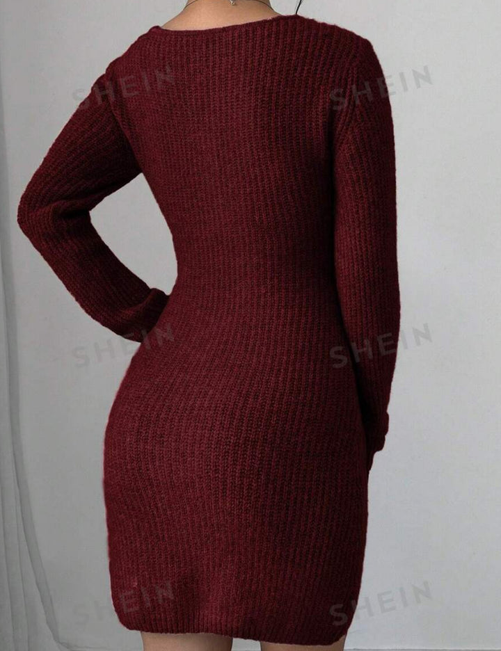 Rochie tricotată Shein, vișiniu