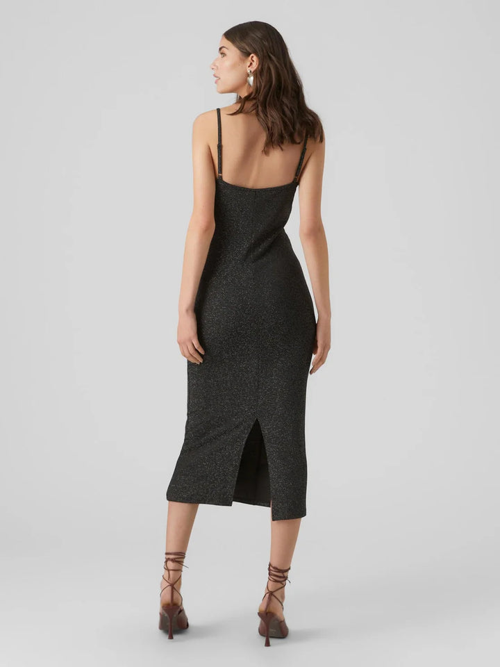 VERO MODA midi ruha, fekete