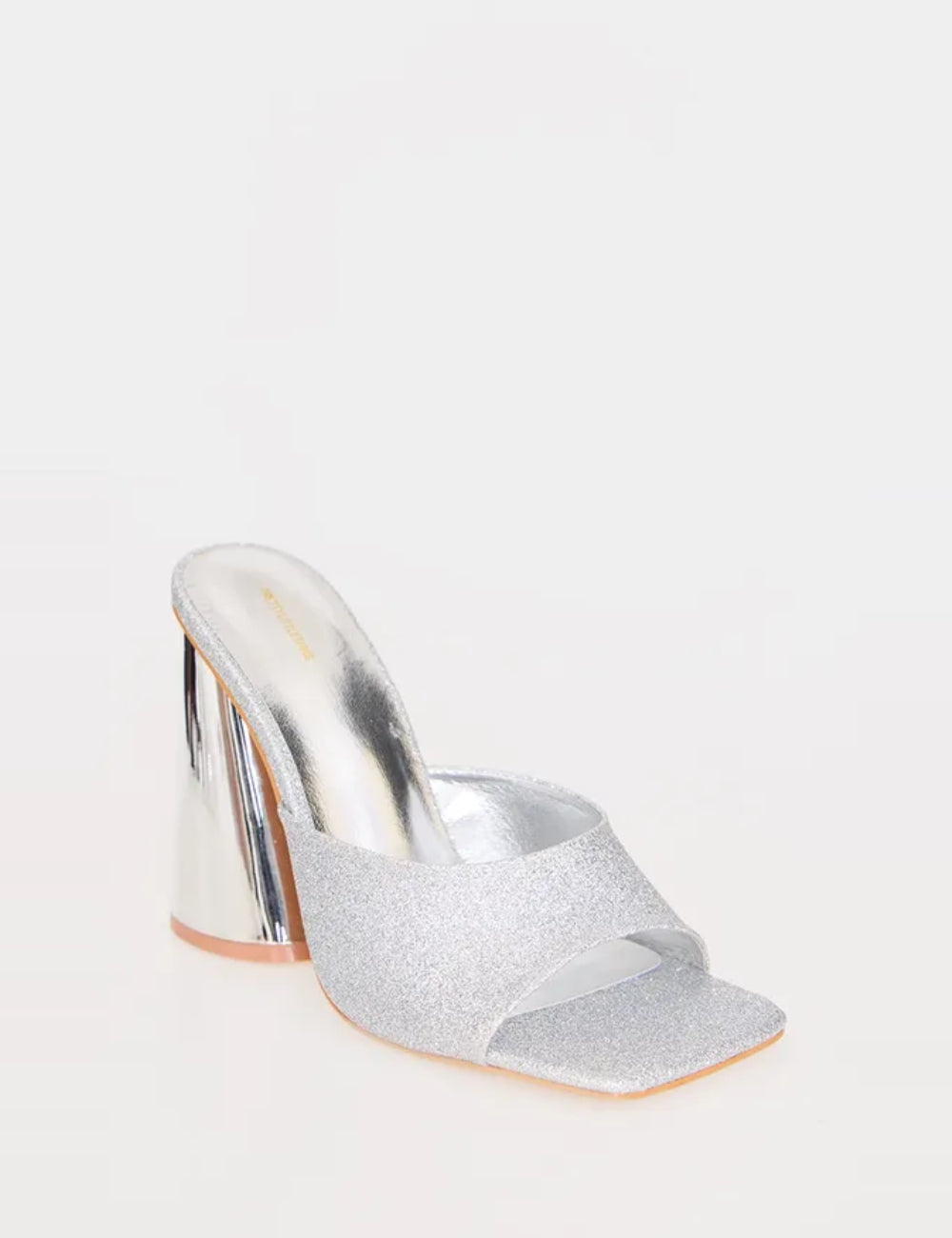 Saboți cu toc PRETTYLITTLETHING, argintiu