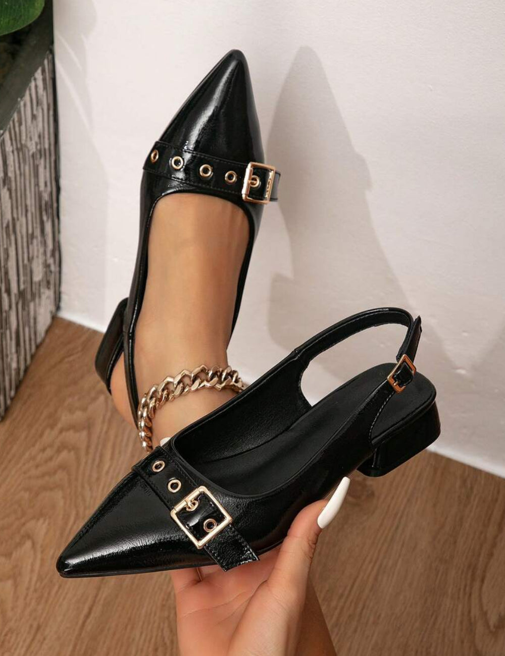 Saboți cu toc Shein, negru